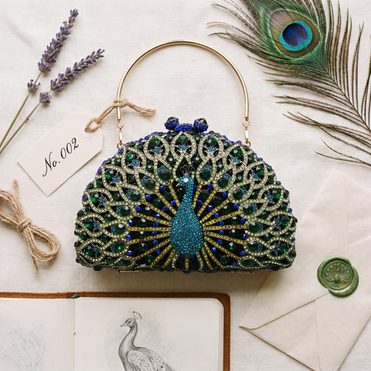 The Pavone — Crystal Peacock Evening Clutch