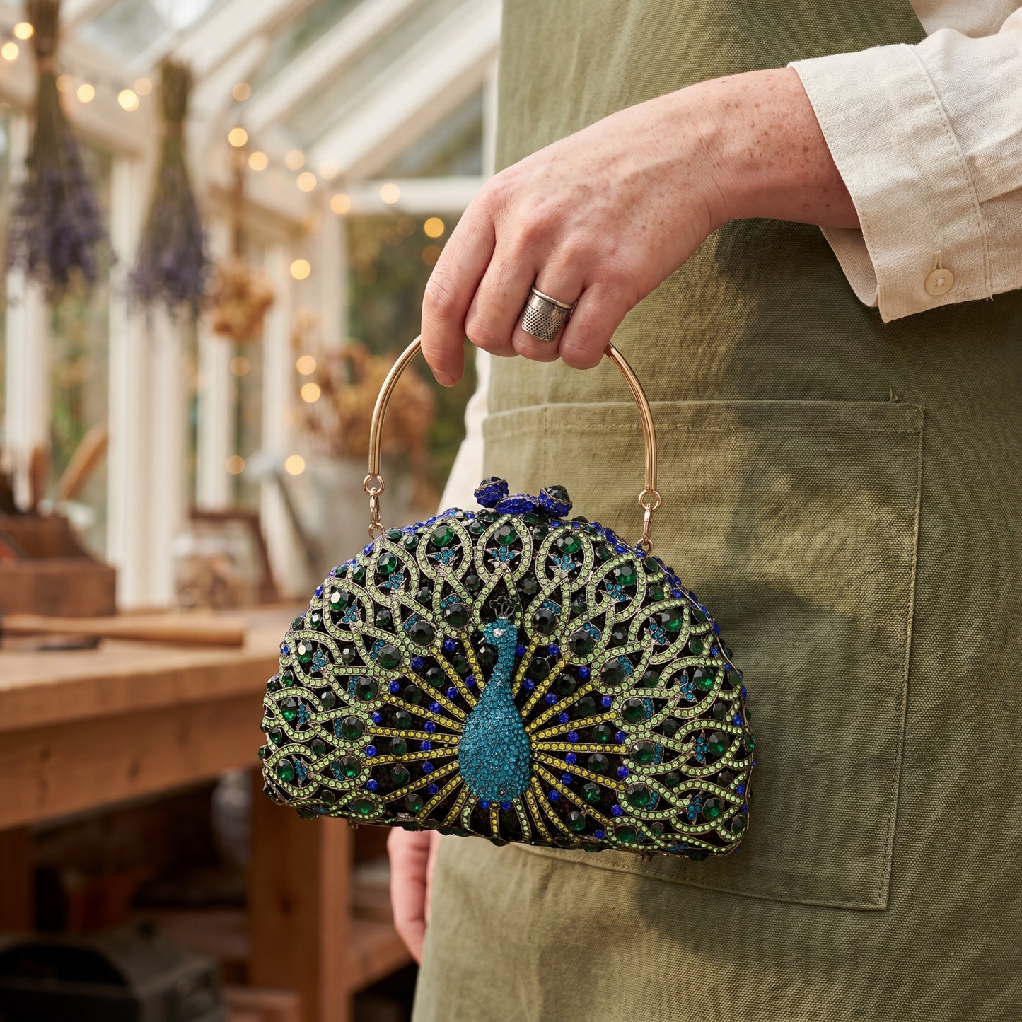 The Pavone — Crystal Peacock Evening Clutch