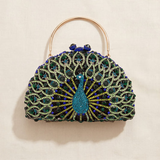 The Pavone — Crystal Peacock Evening Clutch