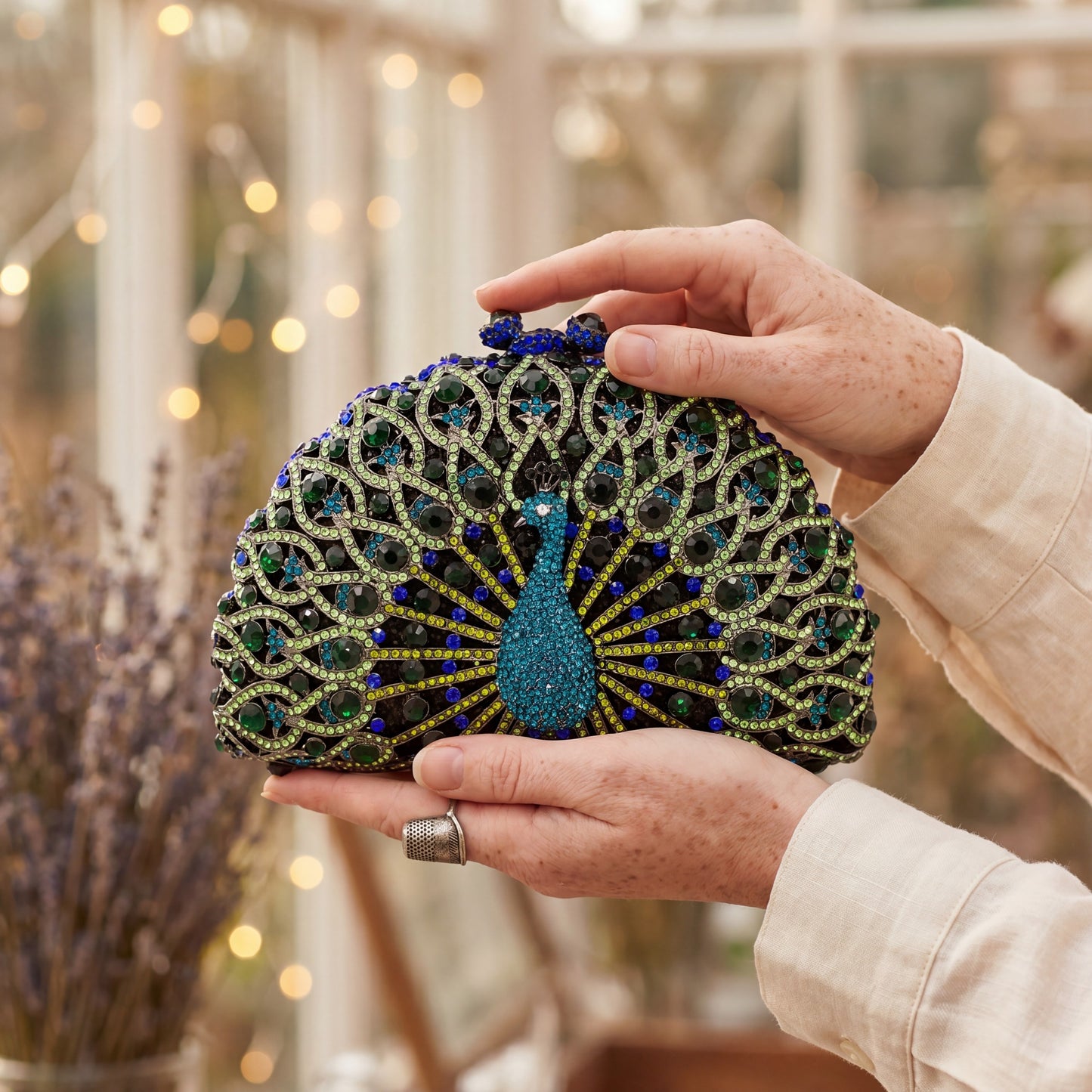 The Pavone — Crystal Peacock Evening Clutch